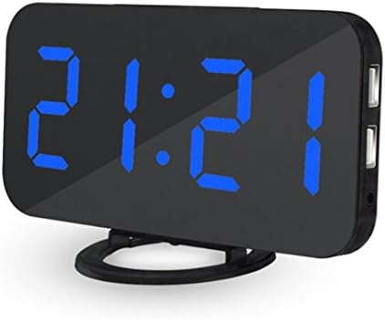 Led Digital Clock,With USB Port For Phone Charger Time Display Morning Clock Sound Control (Blue)