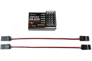 QWINOUT HOBBYEAGLE A3 Mini 6-Axis Aviones Gyro Estabilizador Sistema Giroscopio Equilibrio con Multi-Protocolo Receptor Serial para RC Avión Eléctrico (Mini A3 con Cable)