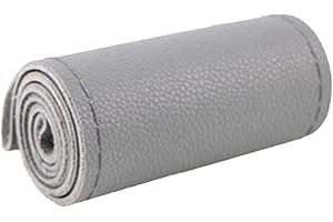 MAYCO BELL Pokrowce na kierownicę wykonane z miękkiej skóry, z igłą i nicią, do samodzielnego wykonania, akcesoria do wnętrza, szare