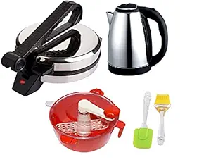 Snowpearl'S Combo Of Electric 1.8 Ltrs Stainless Steel Kettle And Silver Roti Maker