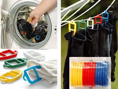 SUPI Sockenklammern Sockenclips Sockenhalter - cleveres Patent aus Finnland - stoffschonend - 15 Stück - je 5 in einer Farbe - drei verschiedene Sortierungen zur Wahl