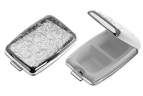 Pillendose 2 geteilt rechteckig 6,5x4,5x1,5cm verchromt