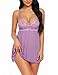 Produktbild Damen Reizwäsche Negligee Nachtwäsche Tiefer V-Ausschnitt Transparent Lingerie Babydoll Nachthemd Dessous Set mit G-String Sleepwear