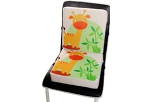 Wateralone Boostersitz Esszimmer Stuhl Sitzerhöhung Kinder Kindersitze, niedlichen Animal Print Flachs, demontierbar einstellbar, als Hochstuhl für unterwegs für Babys(Giraffe)