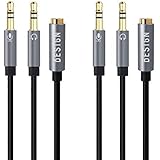 Besign Audio Adapter 3,5 mm Klinken-Buchse (CTIA Standard) auf 2 x 3,5 mm Klinken-Stecker - Y Splitter Audio Kabel mit Separate Mikrofon und Kopfhörer Stecker, 2Stücks