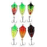 Baoblaze 6pcs Cebos de Forma Rana Pesca Marítima Crankbait Trampa Atrapamiento Pez Grande