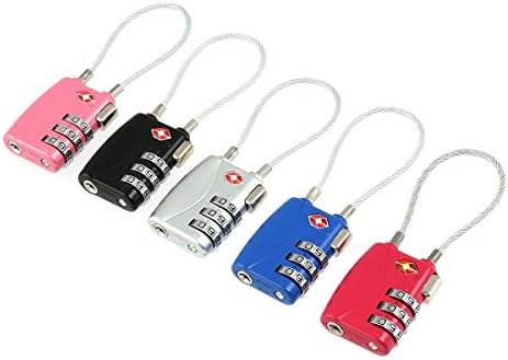 Panlom® 3pcs TSA Approved Security Cable Luggage Locks 3-Digits Combination Password Locks Padlocks Travel Lock with Flexible Wires