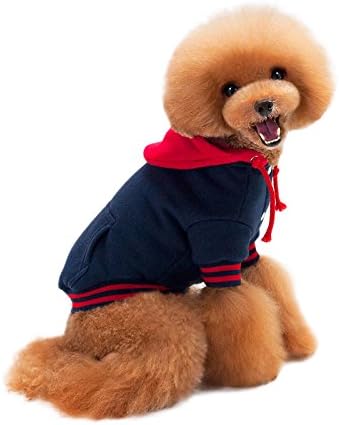 DYF Pet Dog Sweatshirts Hoodie Bump Color Hat Single row buckle Strap,PO Blue,M
