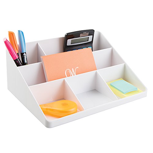 mDesign Schreibtisch Organizer- für mehr Ordnung im Büro von Kugelschreibern, Textmarkern, Klebeband etc. - Farbe: Weiß