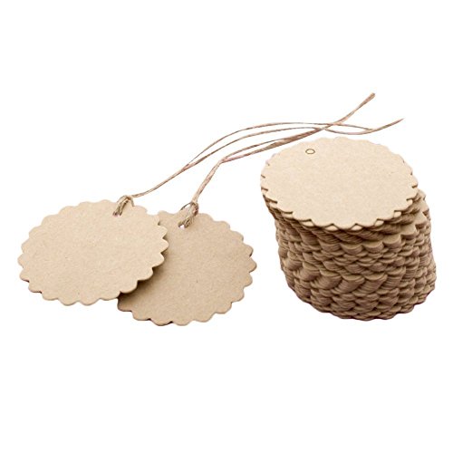 Lucky Will Rund Kraft Papier Tag Geschenkanhänger Hängeetiketten Geschenk Anhänger Papieranhänger mit Jute Twines 50 Stück
