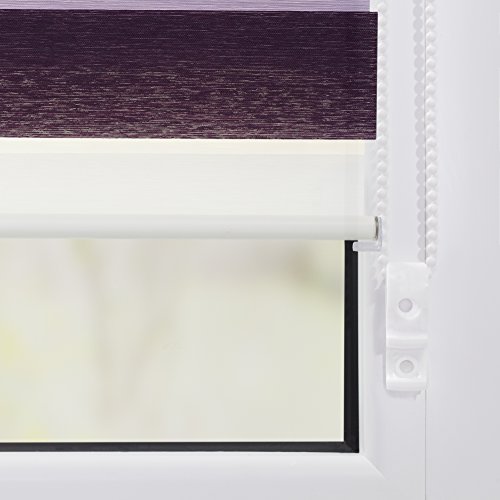 Lichtblick KDR.070.150.30 Duo-Rollo Klemmfix, ohne Bohren, Bunt Violett – Lila – Weiß 70 x 150 cm (B x L) - 6