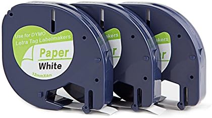 yenlok 3 Pack Compatible Dymo LetraTag Paper 91200 S0721510 Label Tape for LT-100H LT-100T QX50 Label Makers