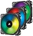 Produktbild Corsair Lüfter ML120 Pro ML140 Pro RGB LED PWM Gehäuse-Lüfter mit Magnetlager, Angebotspaket:Mit Lighting Node PRO & Hub, Inhalt:3X 120mm Lüfter (Dreierpack)