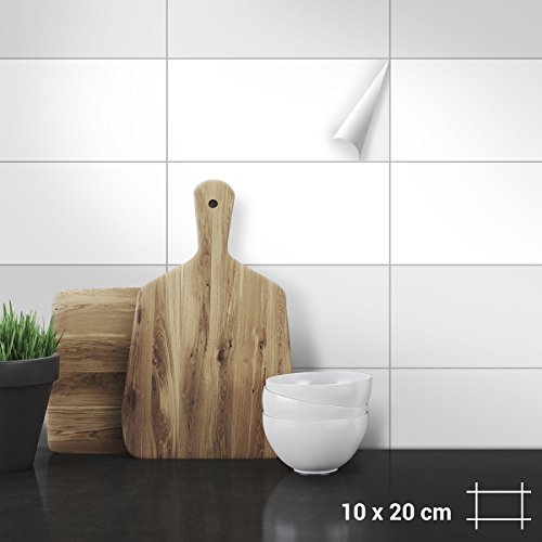 Wandkings Fliesenaufkleber 10 x 20 cm, 50 Stück - WEIß SEIDENMATT