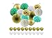 Produktbild 34 Stück Minzgrün Gold Weiß Party Dekorationen Kit Hängende Papierfächer Seidenpapier Pompons Blumen Wabenbälle Papierlaternen und Luftballons für Hochzeit Baby Party Geburtstag Party Dekoration