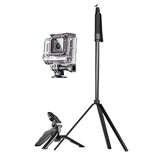 Mantona Reisestativ Set fr GoPro Kamera inkl. Reisestativ mit Neiger und Stativadapter Mantona Reisestativ Set fr GoPro Kamera inkl. Reisestativ mit Neiger und Stativadapter