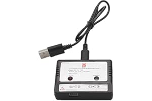 YUNIQUE GREEN-CLEAN-POWER - Caricatore di Equilibrio USB per Batteria Lipo 7.4V 1800mAh | Compatibile con MJX B5W Bug 5W RC Drone, Elicottero RC | Indicatore LED, Portatile, Nero, Plastica