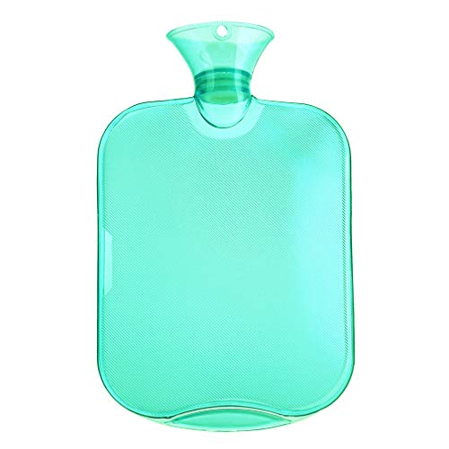 Preisvergleich Produktbild Queta Wärmflasche, Premium Gummi, gerippt, transparent, Wärmflasche, hält warm, lindert Müdigkeit, lindert Menstruationskrämpen (2 Liter) grün grün