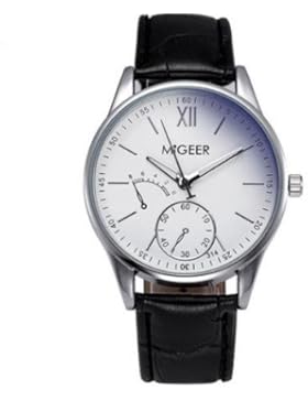 Souarts Herren Armbanduhr Einfaches Design Geschäfts Casual Quarz Uhr mit Batterie Schwarz Band Weiß Zifferblatt