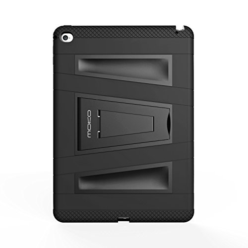 MoKo Hülle für Apple iPad Air 2 – Silikon + Schwarz hartem Polycarbonat Protector mit faltbarer Standplatz-Abdeckungs-Fall Kickstand Tasche Schutzhülle Case für Apple iPad Air 2/iPad 6 9.7 Inch Tablet, Schwarz - 4