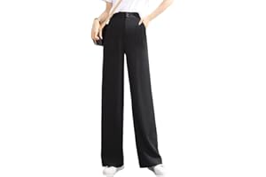 Tomwell Pantalon Femme Fluide Pantalon Large pour Femme Taille Haute élastique dans Le Dos Pantalon de Travail d'affaires Pantalon de Costume Pantalon Droit Chic Ample