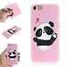 Produktbild Ostop Hülle für iPhone 8/iPhone 7,Weich Silikon TPU Ultra Dünn Slim Handyhülle Bunt Muster Matt Rückseite Abdeckung Durchsichtig Flexibel Stoßstange Stoßfest Schutzhülle,Rosa Herz Panda