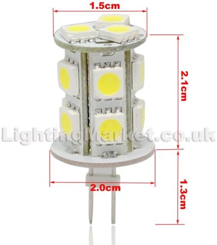 G4 High Power 13 SMD(5050 Chip) LED Cylinder Capsule Bulb-Cool White 15W-20W Halogen Replacement