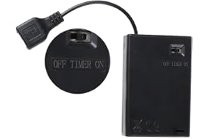 TEDDOO 1teiliger Zeitgeber Batterie Box 3AA Batteriehalter, USB Buchse 3AA Batteriebox 5V mit Deckel und offenem/geschlossenem USB Kabel Geeignet für Bausteinbeleuchtungszubehör (ohne Akku)