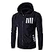 Produktbild Tefamore Herren Herbst Winter mit Kapuze Druck lässige Kurzjacke Top Bluse (L, Schwarz)