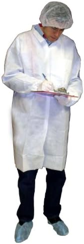 Enviroguard MicroGuard CE Lab Coat, Disposable, Tunnelized Wrists, White, Medium (Case of 50)