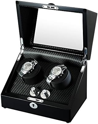 OLYMBROS Wooden Automatic Double Watch Winder Storage Box for 2 Watches