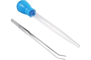 ABMRO Fish Tank Water Changer Droppers Pipette Feeder Manual Waste Cleaner and Stainless Steel Curved Tweezers Feeding Tongs Tool for Aquarium Aquatic Plants