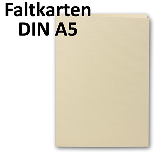 50 Faltkarten DIN A5 – Chamois-Creme // 210 x 148 mm // gerippt // Blankokarten // 240 g/m² - 2