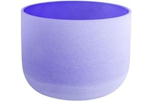 ENERGYSOUND Crystal Quartz Bowl 432 Hz Perfect Pitch B Crown Chakra Purple Colored Frosted Quartz Crystal Singing Bowl 8 inch（20 cm)