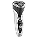 Produktbild NPET ES8109 Herren Elektrorasierer IPX7 wasserdichter Bartschneider mit drei rotierenden Köpfen mit einer genauen Batterieladeanzeige - Schwarz Silber