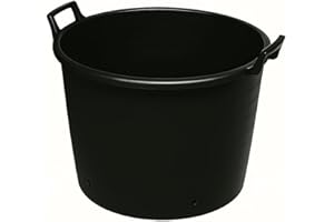 FERRI GROUP Mastello in Plastica Grande 65 litri, Made in Italy – Mastellotto per Edilizia di 55x42cm – Secchio Nero, Vaso Mastello molto Resistente Ideale per Edilizia, Piante, Orto e Giardino
