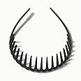 Seeotwo 2 Pieces Resin Hairband Shark Tooth Style Non-Slip Black Wave Sports Yoga Headband Unisex Fashion Adjustable Wavy Hair Hoop Band for Women, Men, Boys, and Girls