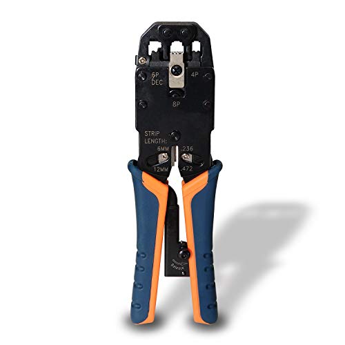 AISENS A142 - 0311 - Pince Métallique à sertir RJ10/RJ11/RJ12/RJ45 de cliquet, Couleur Noir