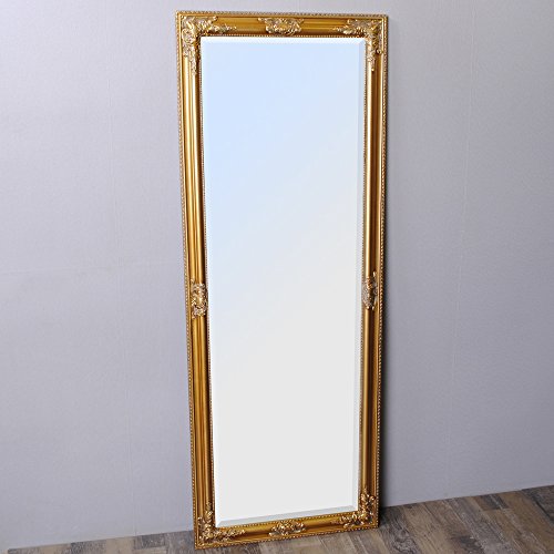 Wandspiegel GOLD Antik BAROCK DESIGN SPIEGEL POMPÖS HOLZRAHMEN Bessa 140x50cm