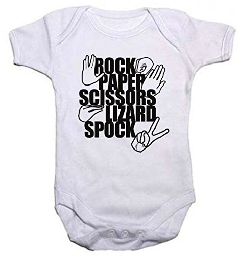 BABY GROW THE BIG BANG THEORY INSPIRED ROCK PAPER SCISSORS LIZARD SPOCK V2 (TINY BABY UPTO 6LBS)
