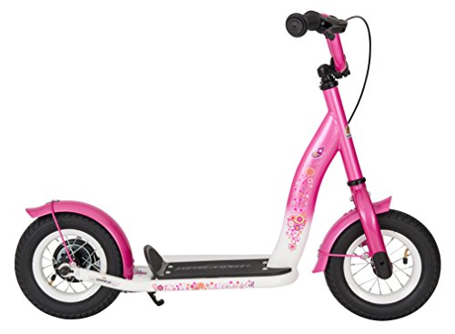 BIKESTARÂ® Original Safety Pro Sport Push Kick Scooter with brakes, mudguard and air tires for Kids 5 year old children girls â˜… Classic Edition with Alloy Wheels 10 Inch â˜… Flamingo Pink & Diamond White