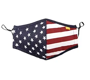 Spring Notion Reusable Washable USA American Flag Cotton Cloth Face Mask for Adults and Kids Red White Blue L