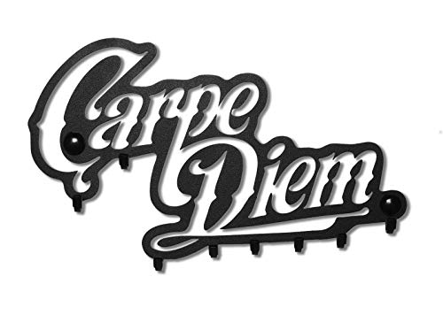 M-KeyCases Pannello Appendi Chiavi da Parete Carpe Diem Ganci Acciaio Appendiabiti Design Moderno Accessori per Casa Moderne Chiave Metallo Regalo Veranda (C Diem Nero)