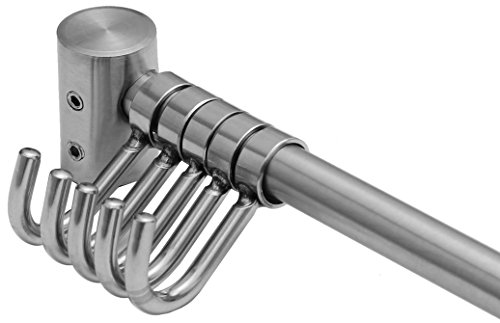 M244 — Edelstahl Hakenleiste Küchenleiste Relingleiste Küchentuch Kochlöffel Halter (10 Haken / 52 cm) - 2