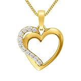 Gelbgold Herz Anhänger Zirkonia Stein in Gold 333 für die Frau