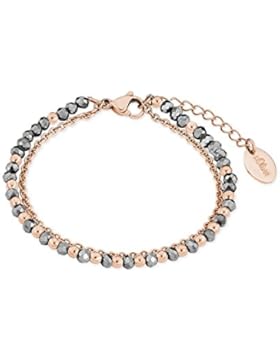s.Oliver Damen-Armband Edelstahl IP Rose Beschichtung Glassteine dunkelgrau