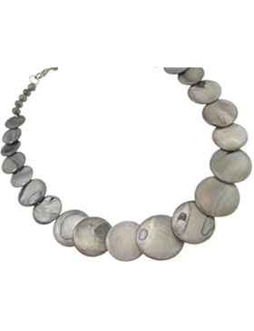 Süßwasser Muschelkette, 51 cm lang, runde Glieder 6 - 30 mm, braun