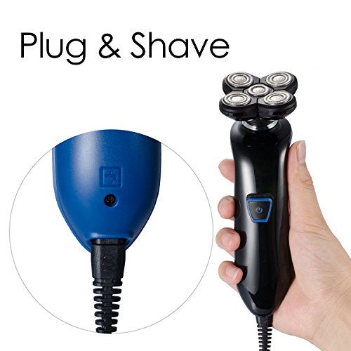 Samoleus Rasierer für Männer, Akku 5 Leiter Wasserdichter Rotationsrasierer, Elektrorasierer Rasierer für den kahlen Kopf und Gesicht rasieren (Rasierer für Männer) - 3