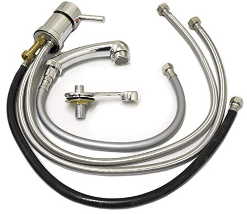 eyepower grifería profesional para peluqueros | Alcachofa de ducha móvile + Manguera flexible + grifo Monomando para lavabos de peluquería barbería | para lavar pelo cabeza champú