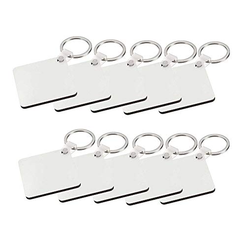 Soulitem 10pcs Carrés Blank MDF Conseil Impression Sublimation Porte-clés pour Machine de Presse de Chaleur